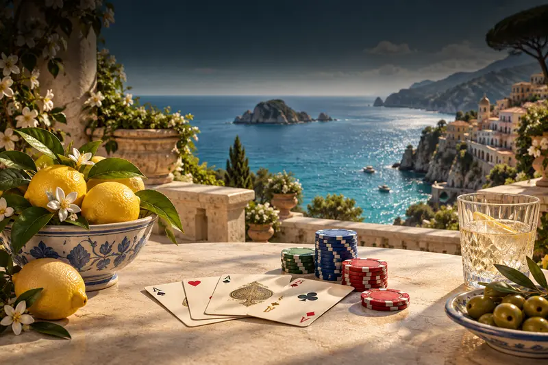 Terrazza sulla Riviera italiana con limoni e mare turchese